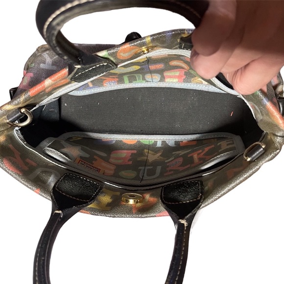 EUC VINTAGE Y2K Dooney & Bourke Black Mini Tassels Graffiti Bag Rainbow Zipper - Picture 10 of 12